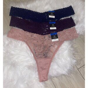 3 Pairs INC International Concepts Lace Thong Panties Womens XL XLarge